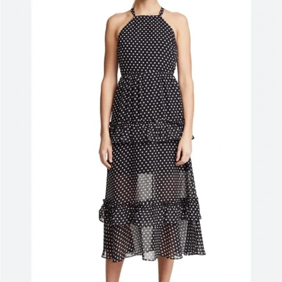 Endless Rose | Dresses | Nwt Endless Rose Polka Dot Maxi Dress With Ruffle  Detail And Halter Neck